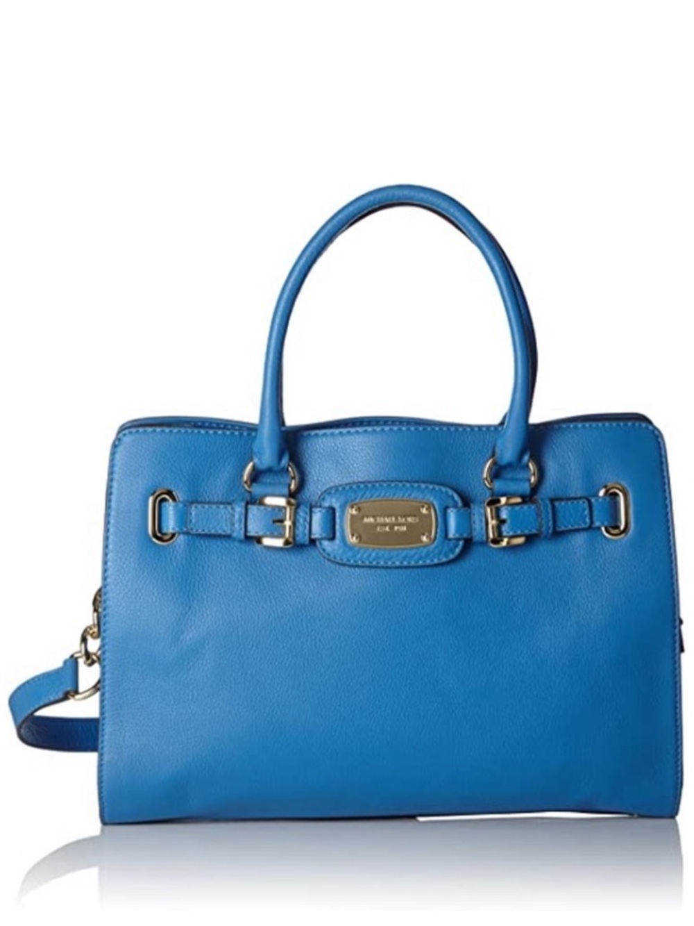 Michael Kors Hamilton Large East West Teal Gold Hardware Leather Purse Tote - Picture 13 of 13